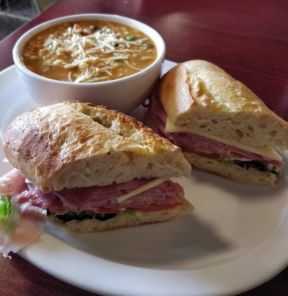 Vegetable Barley Soup and Ham Salad